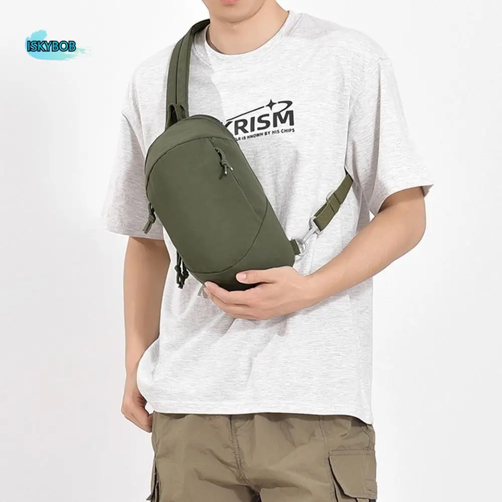 

Casual Men's Chest Bag Large Capacity Waterproof Nylon Sling Shoulder Bag Commuting Adjustable Strap Male Crossbody Bag