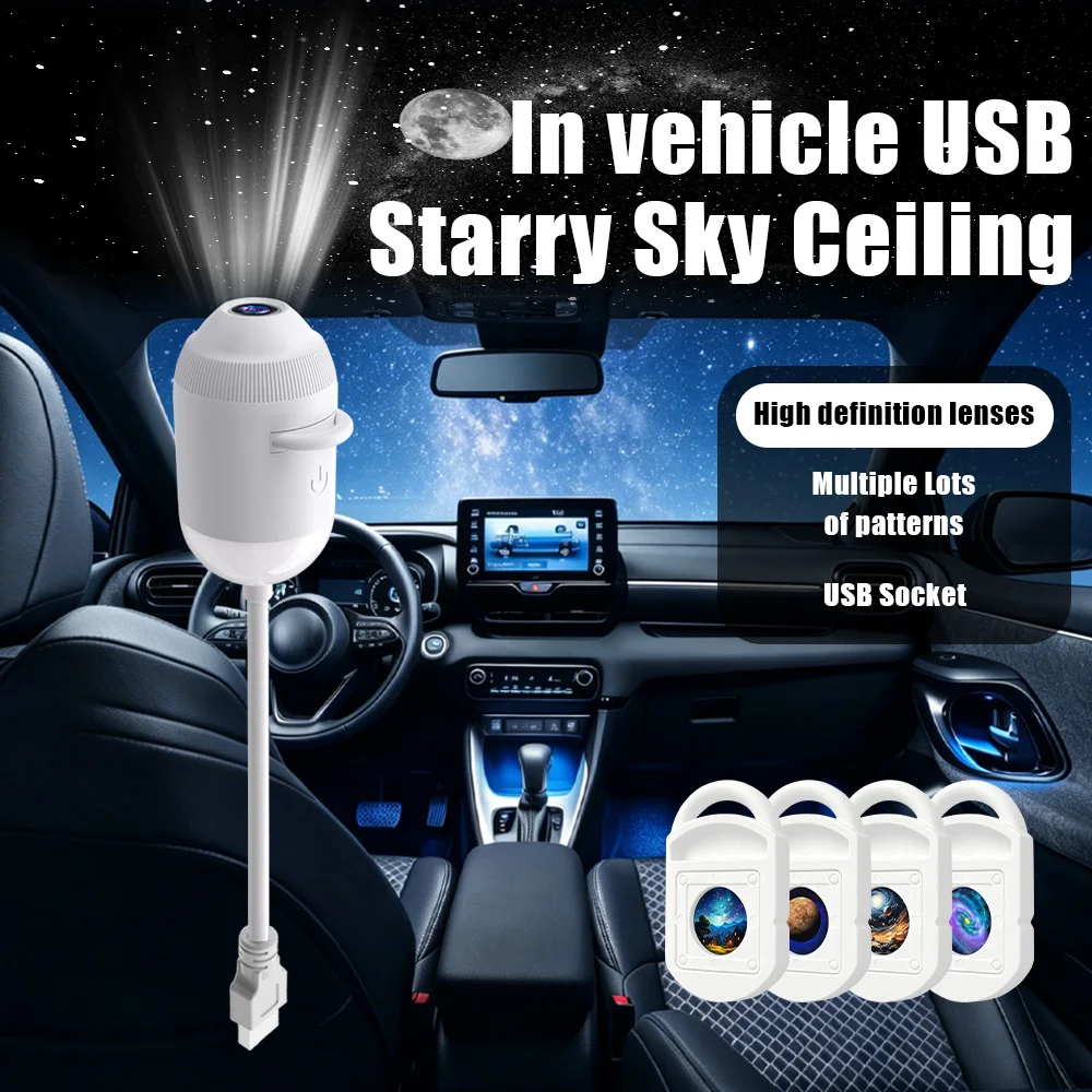 Car USB Star Projector Light 3/6/12/24 in 1 Touch Flexible Hose Roof Galaxy Night Light Bedroom Car Atmosphere Light view 2