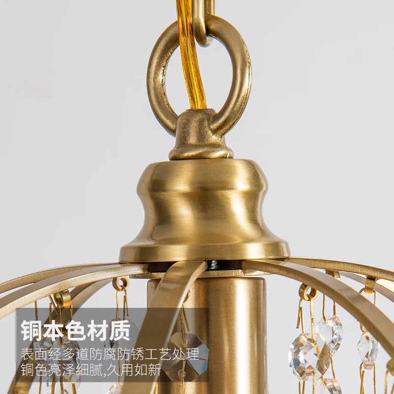 Crystal bedside small chandelier modern cloakroom bedroom light creative French personalized study full copper light