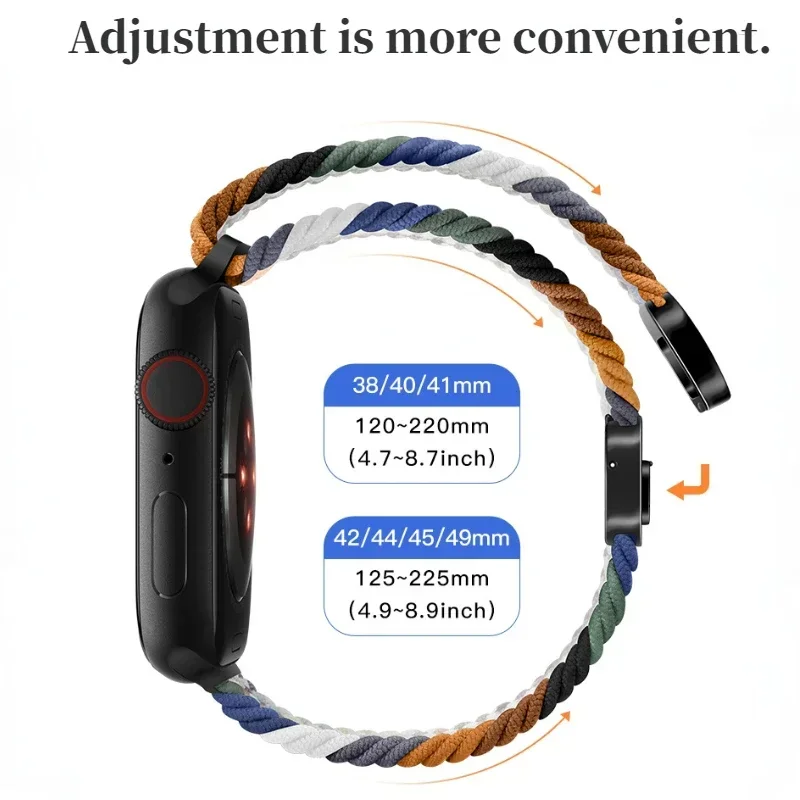 Braided Loop Nylon Strap For Apple Watch 10 9 8 7 45mm 41mm 42mm 46mm Ultra 2 49mm Metal Magnetic Bracelet iWatch 6 5 4 SE Band