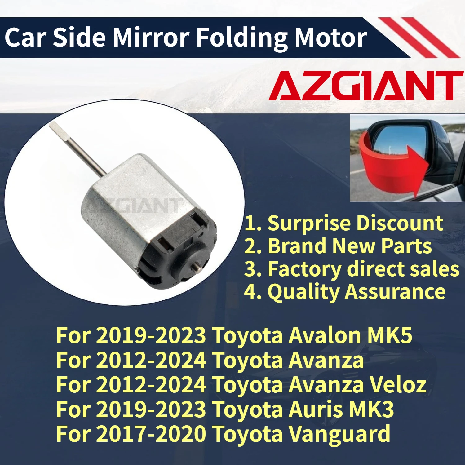 

For 2019-2023 Toyota Avalon MK5/Auris MK3/Avanza 2012-2024/Avanza Veloz AZGIANT Car Side Mirror Folding Motor Parts New OEM