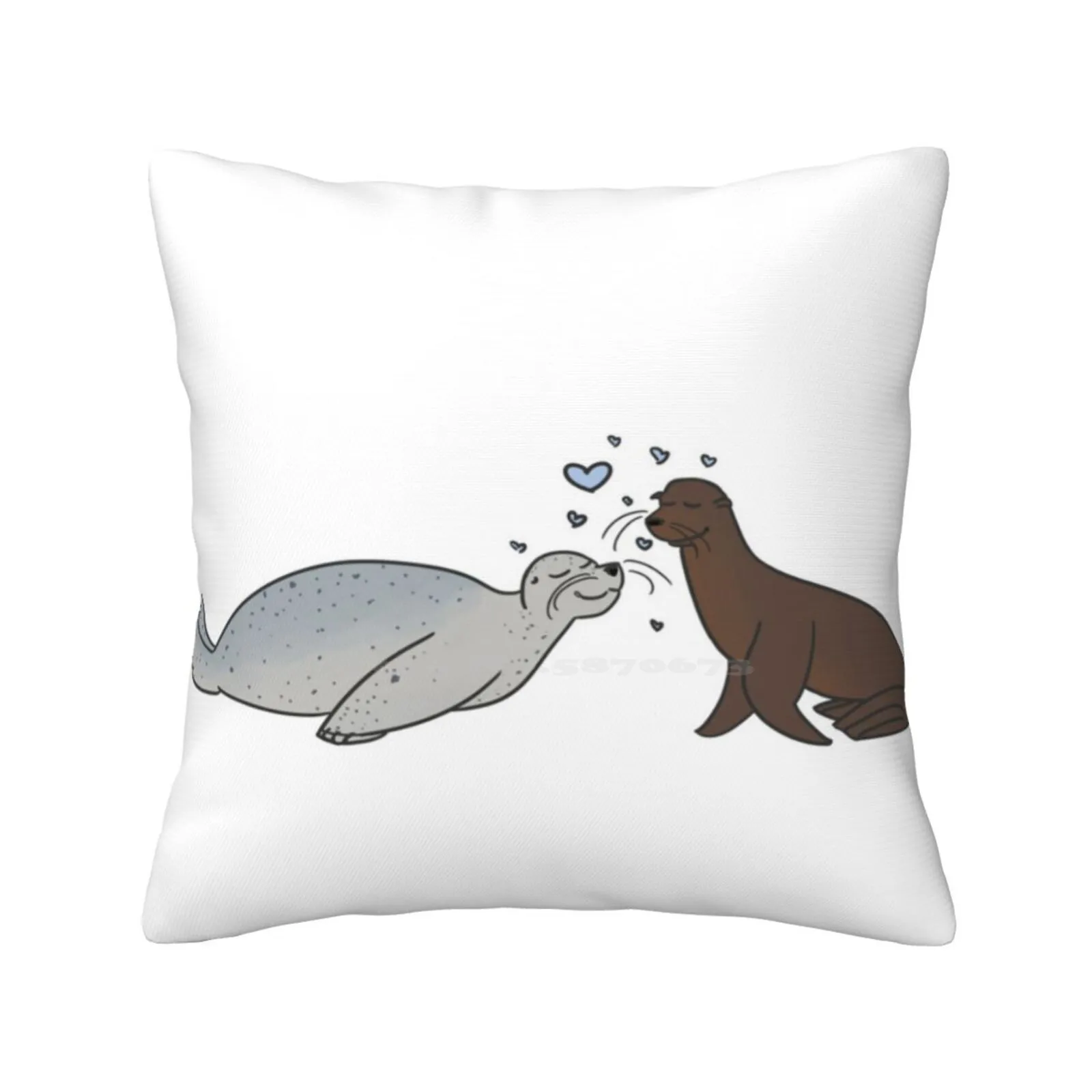 Seal And Sea Lion Bedroom Office Hug Pillowcase Seal Sea Lion Marine Mammal Marine Biology Ocean Animal Zoology Heart