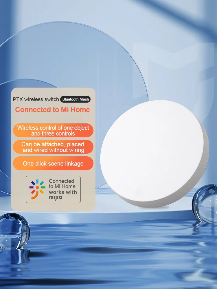 Timethinker PTX-Mini interruptor inalámbrico inteligente, conexión Bluetooth, botón remoto, trabajo de seguridad para el hogar con la aplicación Xiaomi Mi home