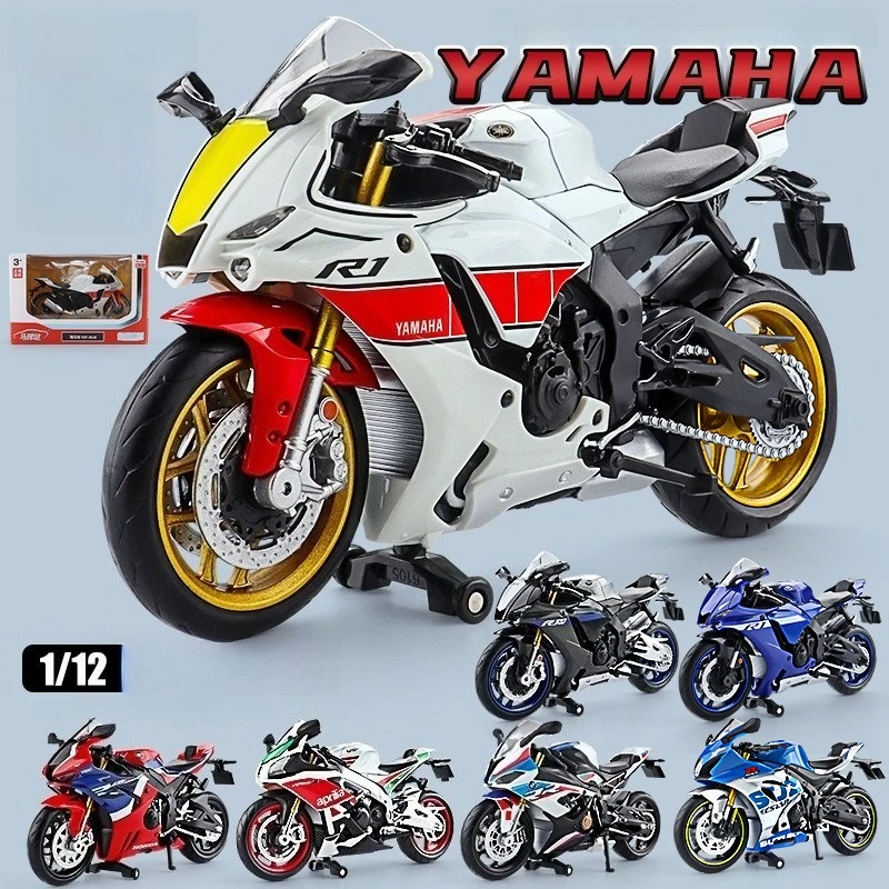 

1:12 YZF-R1M S1000RR GSX-R1000 CBR1000R RSV4 ZX-6R Модель мотоцикла из сплава с высокой имитацией, детская подарочная игрушка