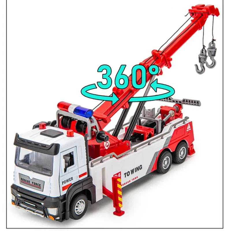 

Alloy pull back engineering crane model simulation obstacle cleaning car toys rescue car wholesale