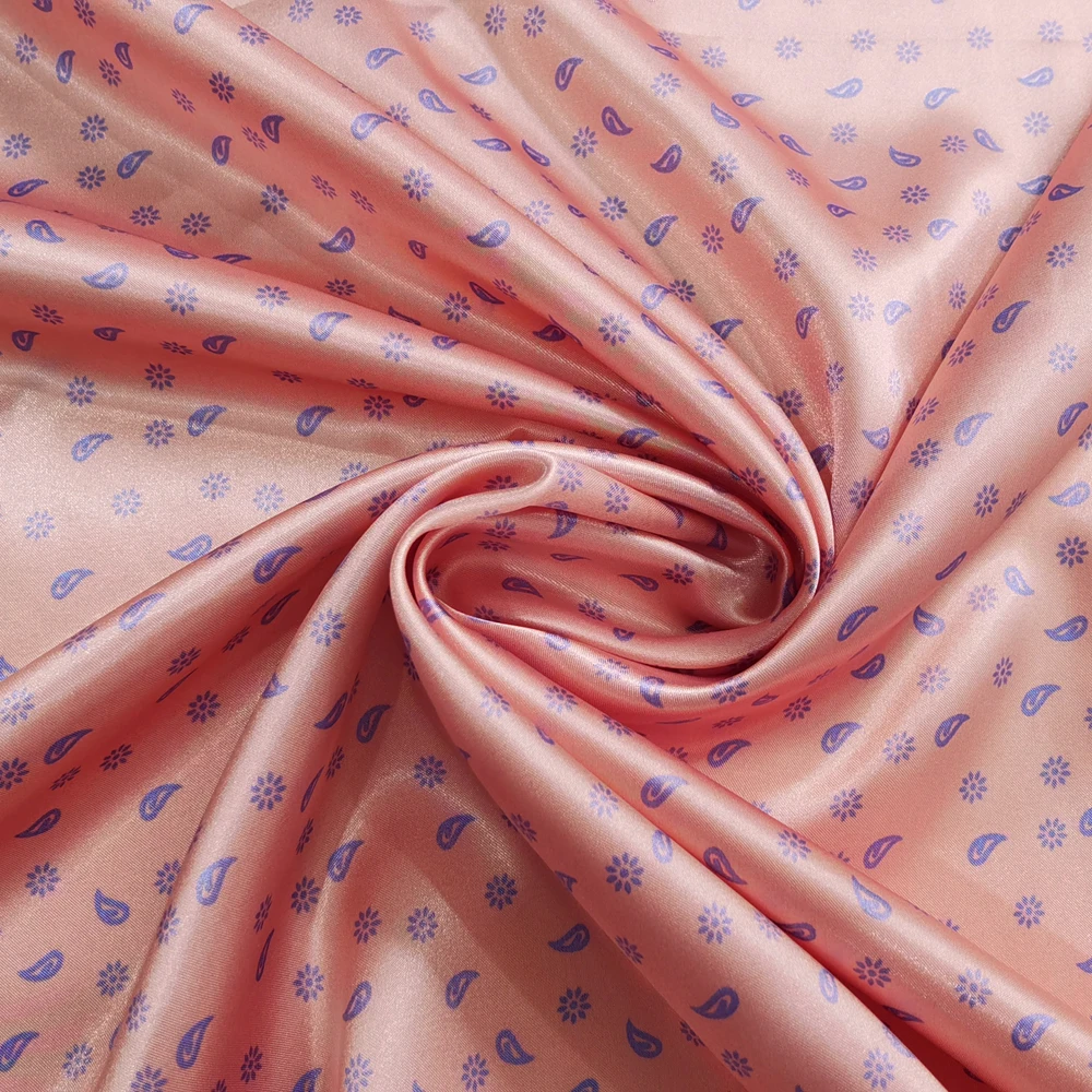 1 Meter x 1,48 Meter Retro Blumenmuster Paisley Satin Stoff Schal Seidiger Charmeuse Schal Futtermaterial – Detail 8