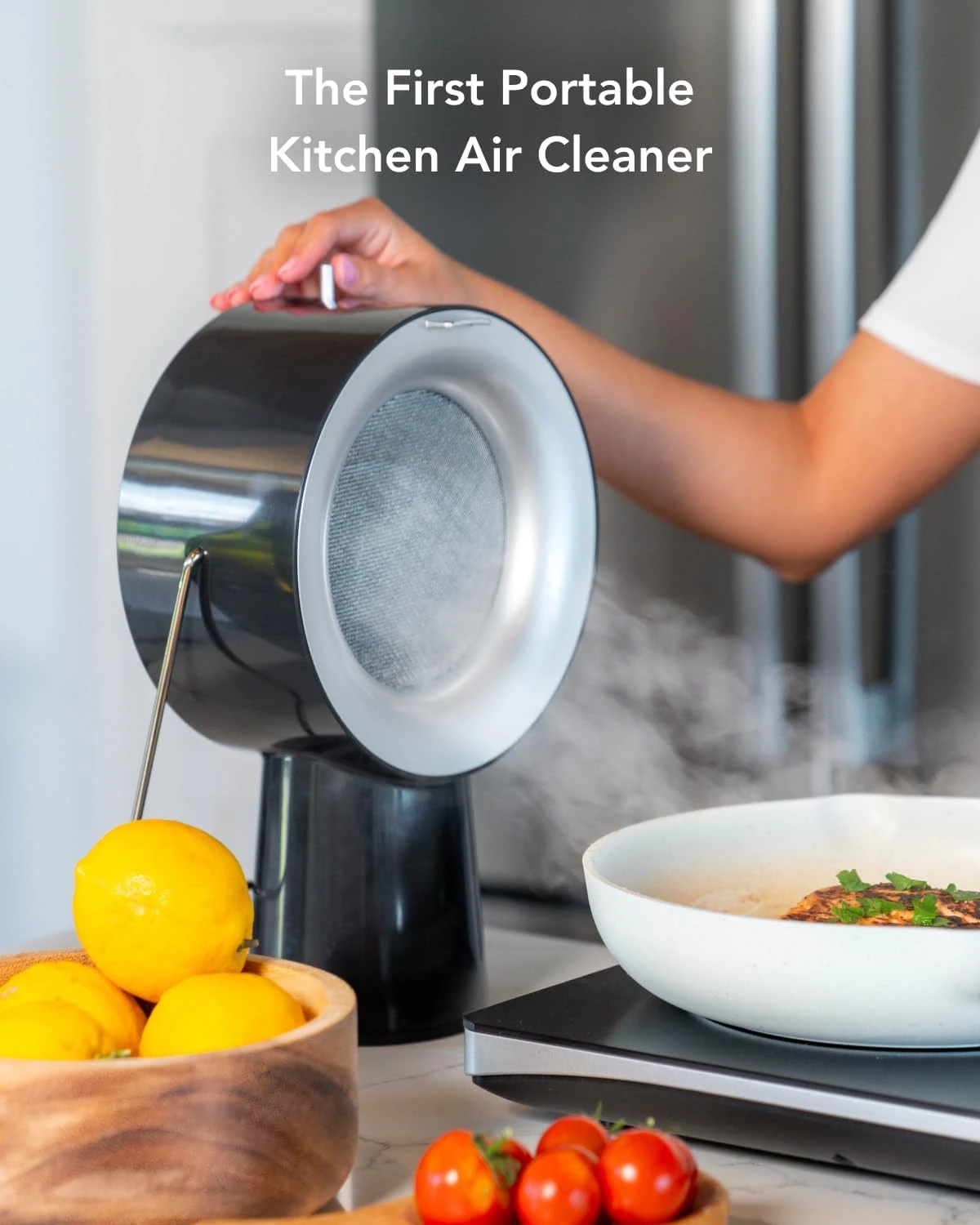 Portable Wired Range Hood Kitchen Exhaust Fan with Activated Charcoal Air Filter & Stainless Steel Oil Filter for Home Cooking