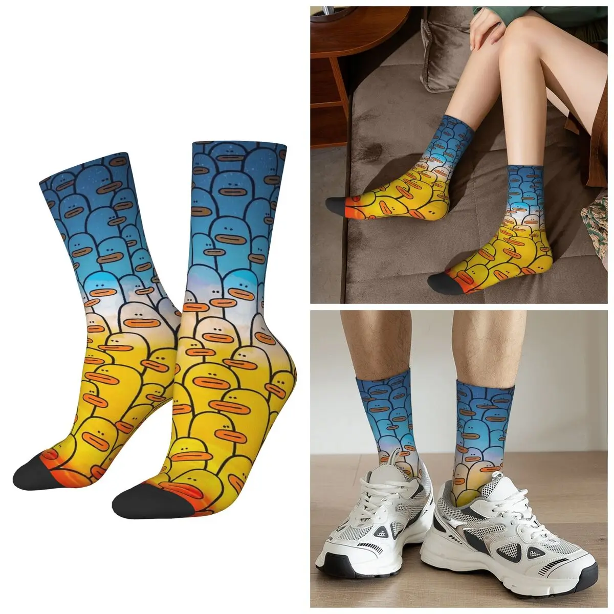 

All Seasons Cartoon Duck Cute Socks Harajuku Sport Middle Tube Socks Super Soft Stockings for Men Women Christmas Gifts
