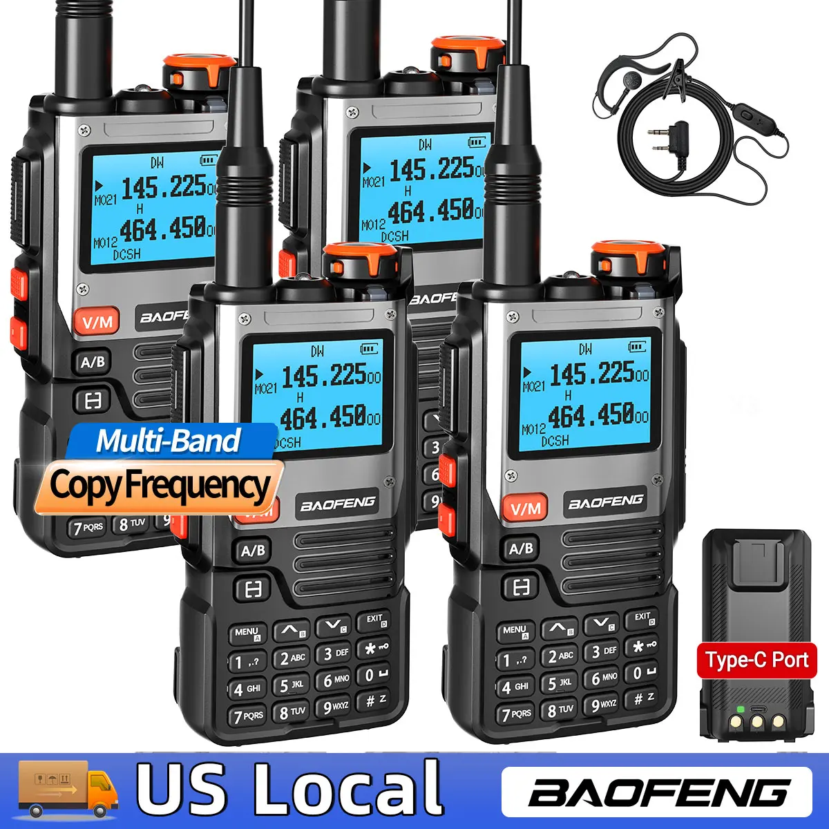 BAOFENG K61 Multi Band Walkie Talkie Wirelss Copy Frequency Type-C 999 Channels NOAA AM Long Range Two Way Ham Radio For Hunting