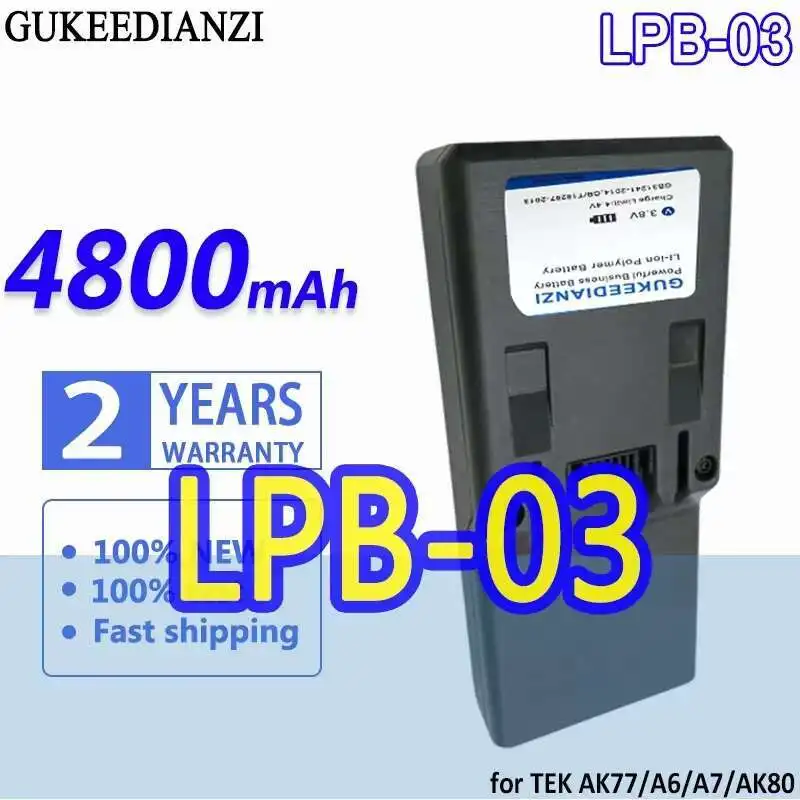 

For Tek AK77 A6 A7 AK80 High-Capacity Measuring Equipment Battery Durable 4800Mah Lpb-03 Black