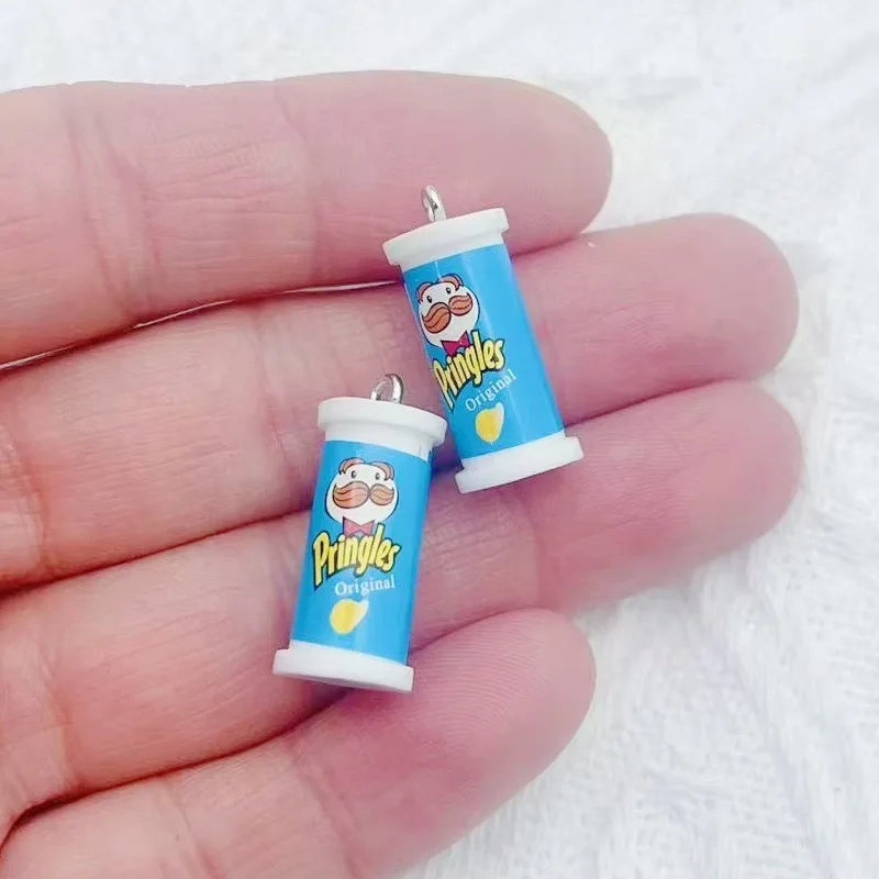 10pcs Simulation 3D Bucket Potato Chips Snack Resin Pendant DIY Jewelry Accessories Earrings Keychain Hair Accessories view 2