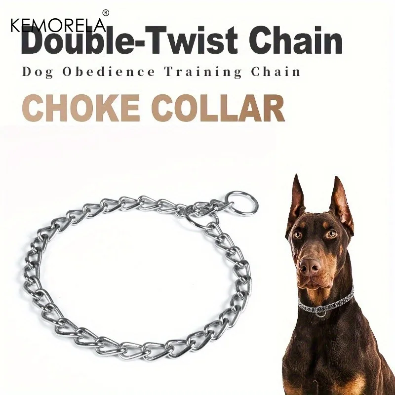 Adjustable Stainless Steel Twist Chain Choke Collar for Dogs - Rust-Resistant Training Collar for Small Medium Large Breeds