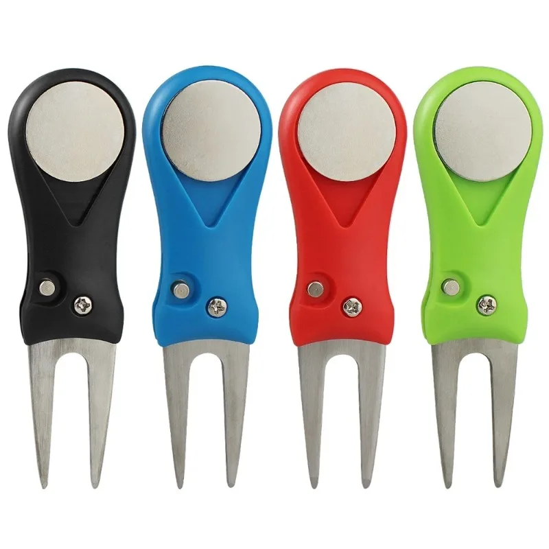 Versatile Golf Divot Tool Lightweight With Magnetic Ball Marker Head Groove Cleaner Retractable Pitchfork Black Golf Accessories