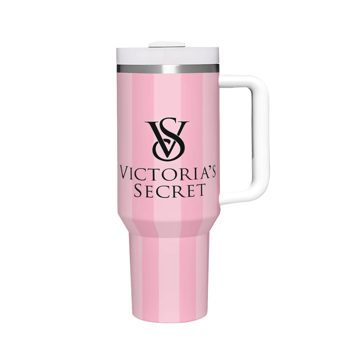 Pink V-VICTORIA\'S S-SECRETS 40 Oz Ultimate Tumblerwith Handle and Straw Vacuum Insulated Tumbler StainlessSteel Travel Mug