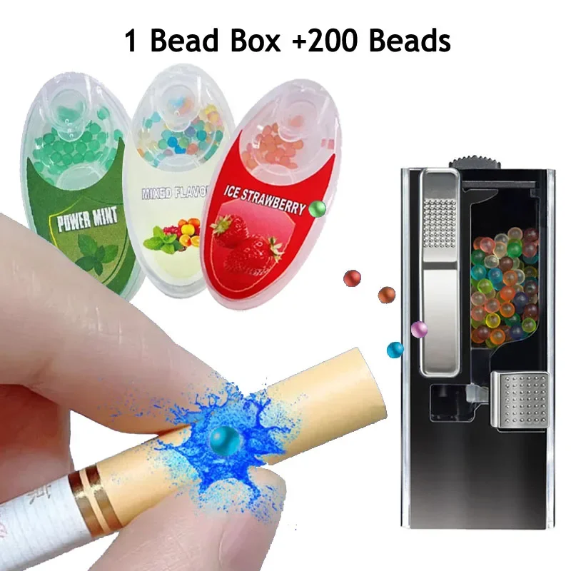 

Acrylic Handy Pusher Box 200PCS Cigarette Crush Ball Mix Mint Fruit Menthol flavour Capsules DIY Mixed taste Beads Gift for Men