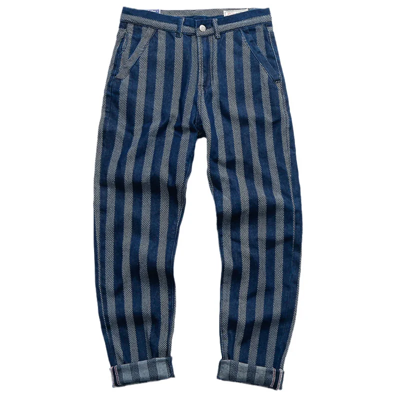 Vintage Winter Striped Men's Casual Pants Washed jacquard Regular FIT Korea Clothing Fashion Men Trousers 2022 New Arrival