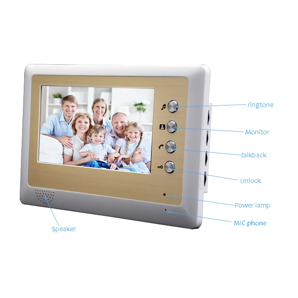 1Set Videocitofono Sistema Home Garden Wire Videocitofono 7 ''Monitor LCD con scheda RFID Sblocco campanello Telecamera impermeabile
