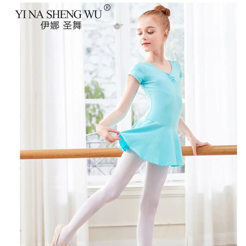 Ballet Dress Long/Short Sleeve Ballet Leotard Girls Cotton Back Bow-knot Children Practice Clothing Skirt Leotard Party Costumes
