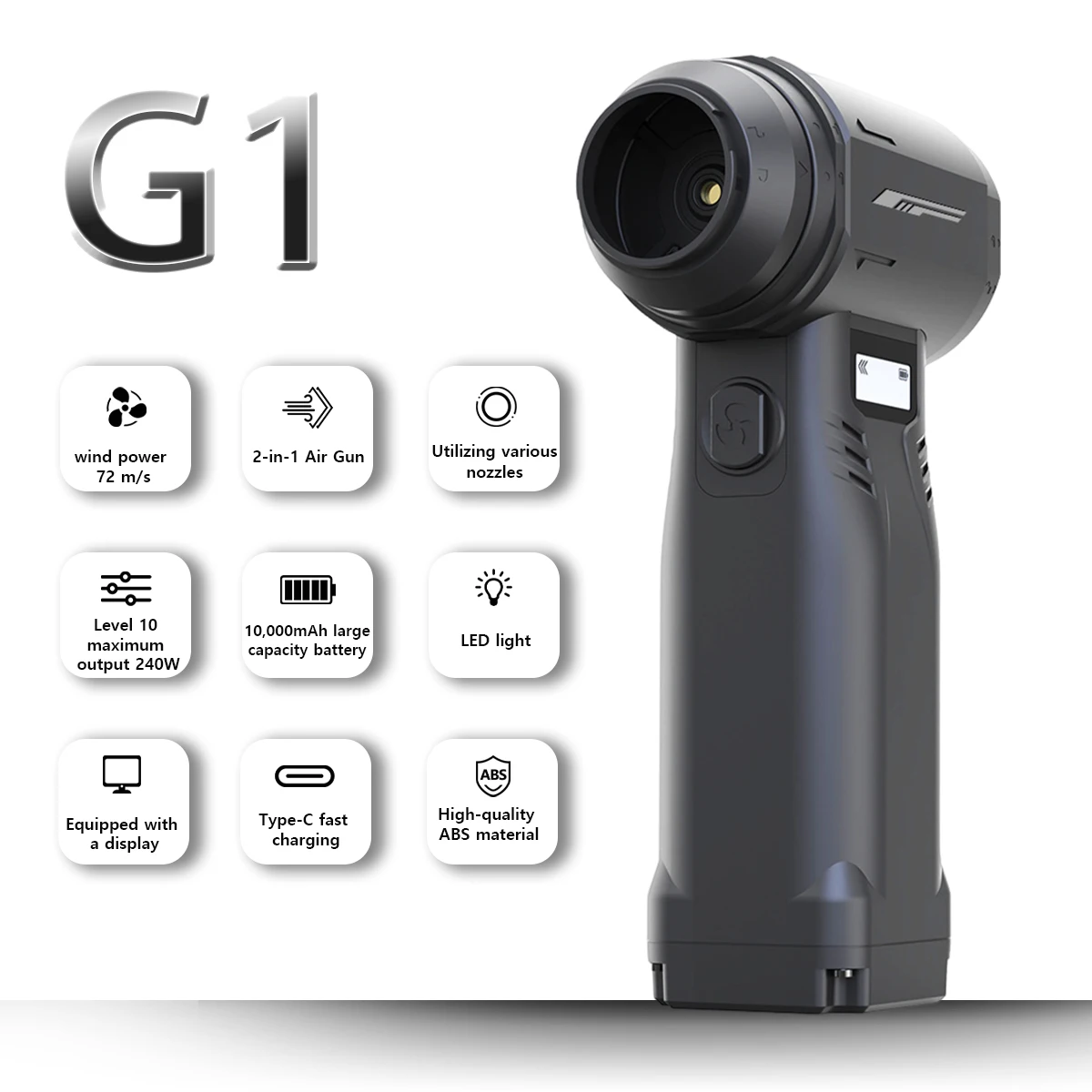 

G1 Pro New Turbo Blower Brushless Handheld Jet Fan 9 Speed Powerful Air Blower For Car Keyboard Cleaning With Type C Charging
