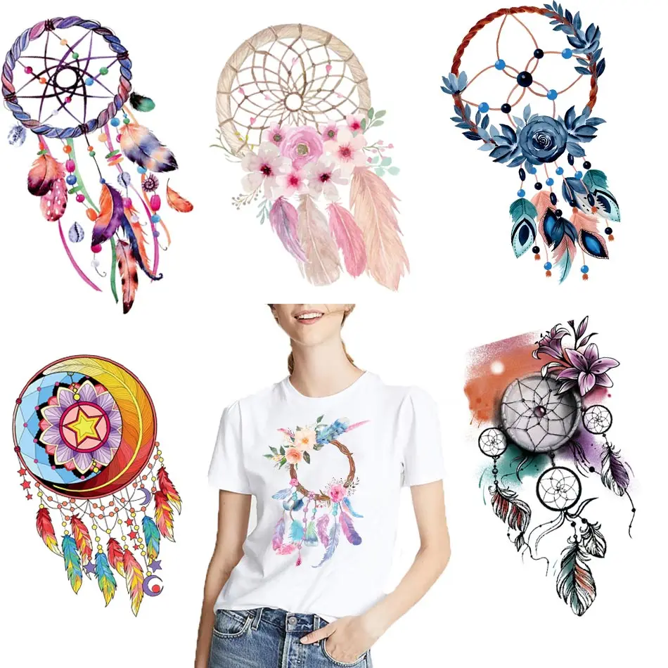 Colorful Feathers Patches On Clothes DIY A-levels Iron On Transfer For Clothing Funny Design Heat Sticker On T-shirt Hoodies Top