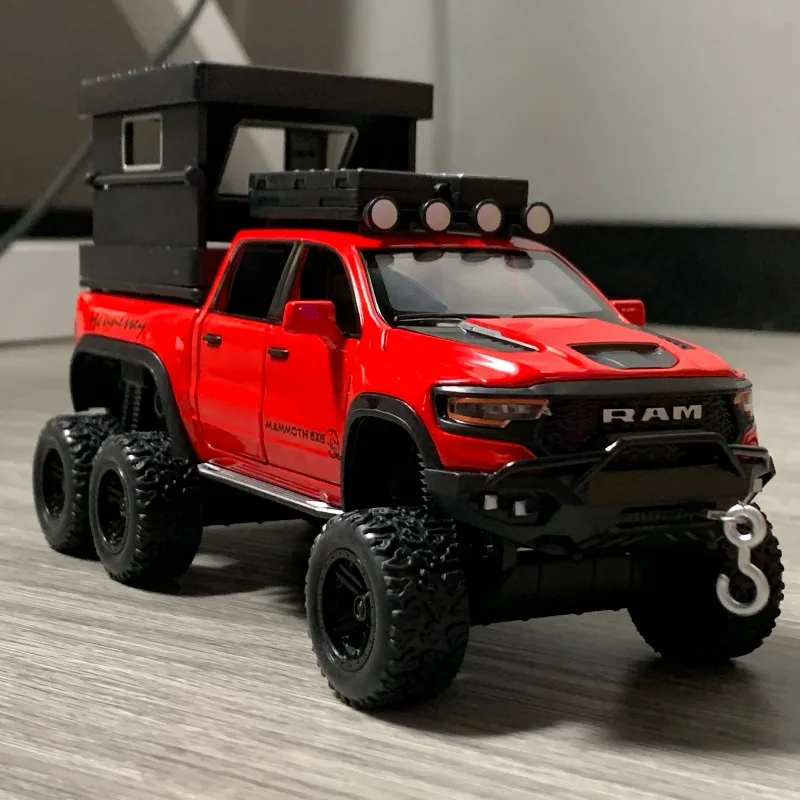 1:32 Dodge Tyrannosaurus RAM TRX Off Road SUV Pickup Truck Alloy Metal Diecast Model Car Sound And Light Pull Back Children Toy
