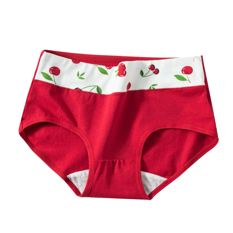 4Pcs/Set High Waist Cotton Panties Women Body Shaper Underwear Seamless Cute Girls Briefs Lucky Red Female Lingerie M-2XL