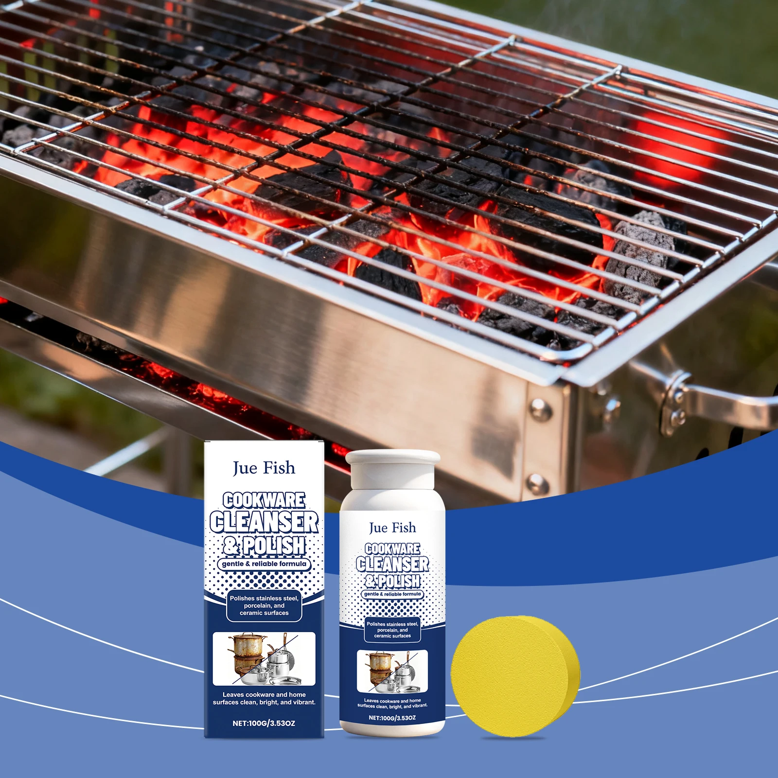 

All-Purpose Kitchen Scouring & Polishing Powder - Safe for Multiple Materials, Removes Tough Stains, Restores Shine, No Scratch