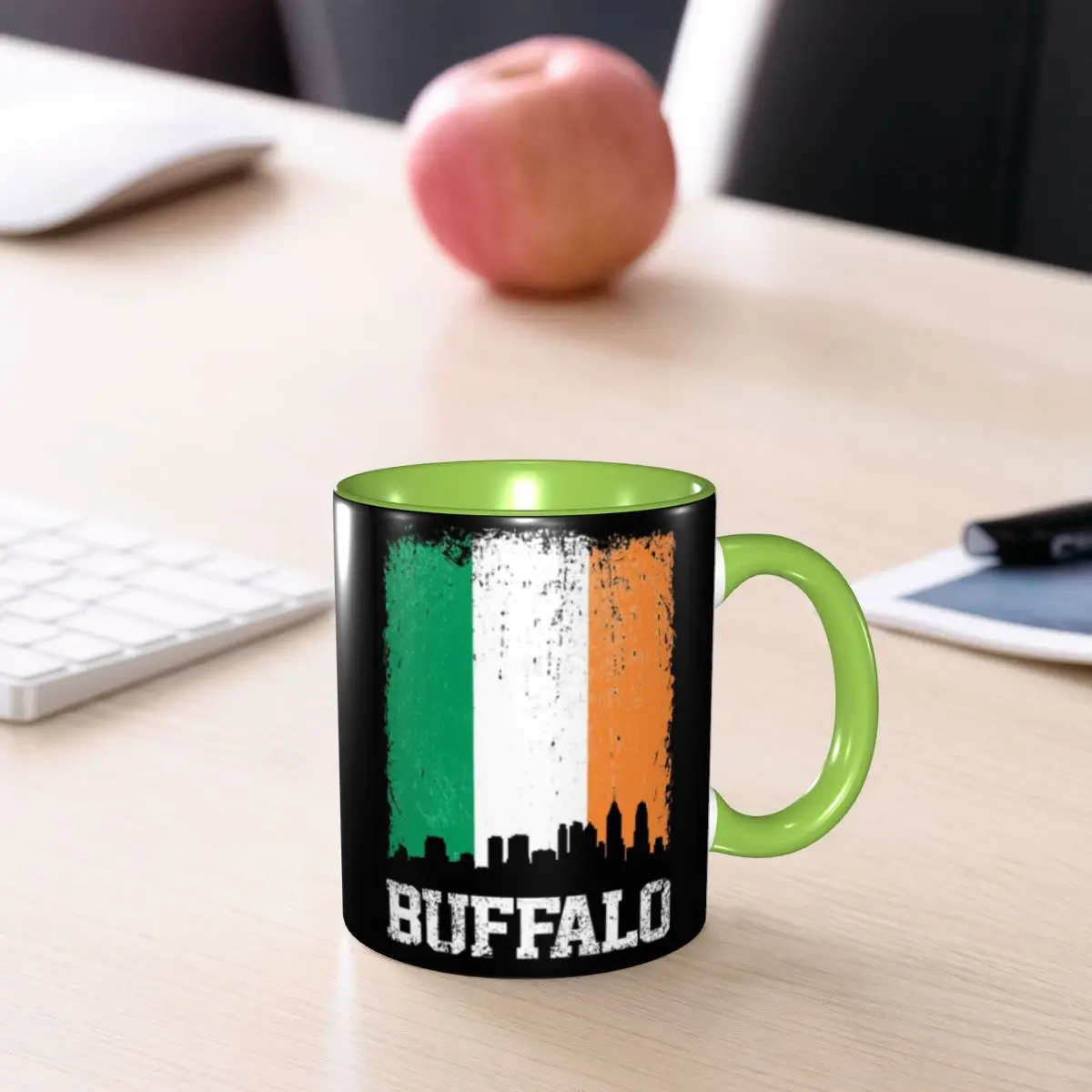 Vintage Buffalo Irish Flag Skyline Pride Mug Funny Ceramic Coffee Cups Tea Mugs Milk Cup Drinkware Gifts for Woman Man