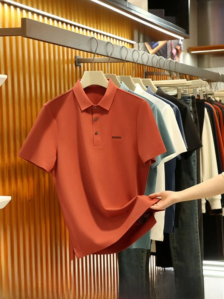 

Italian Luxury Smooth Men's ort Sve irt High End Cool Sensation Elastic Breathable Busin Commuting Adstration