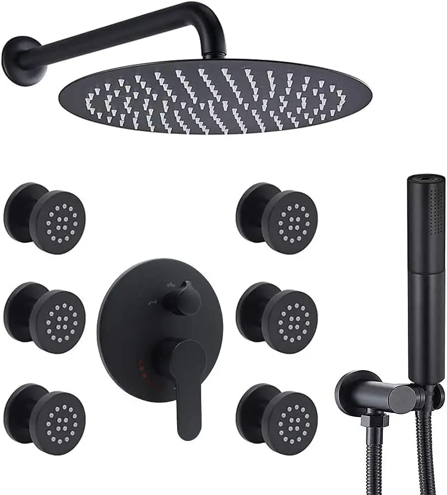 16 inch Bathroom Shower head set High Quality Brass Bathroom shower faucet set Wall Mounted Hot Cold water Rainfall shower set