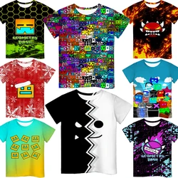 Zły geometria Dash 3D drukuj koszulki chłopcy dziewczęta Cartoon Anime koszulki maluch gry dla dzieci koszulki dzieci Tee topy Camiseta