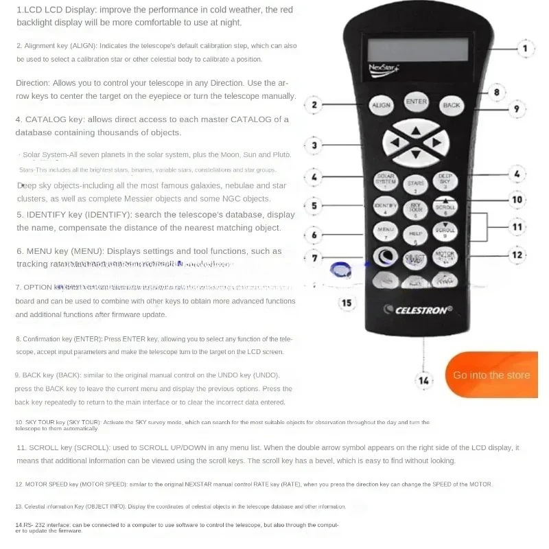 Celestron 93992 Nexstar manual control, compatible with avx/cgx/cgem/ CGX-L Equatorial mounting handle