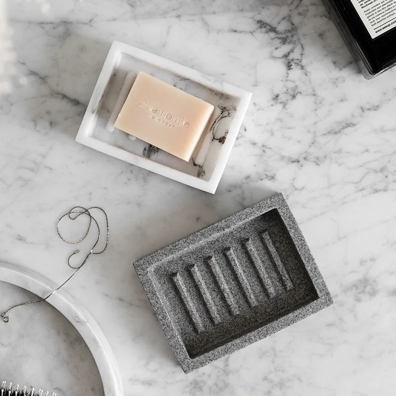 Nordic Bathroom Soap Holder - Imitation Marble Stripe Resin Storage Dish, Stylish Accessory for Sinks & Showers