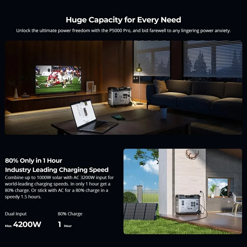 4000W 51.2V 100AH High Capacity Lifepo4 Power Station 5000W Solar Home System Jump Starter 30kw 220V AC DC Home