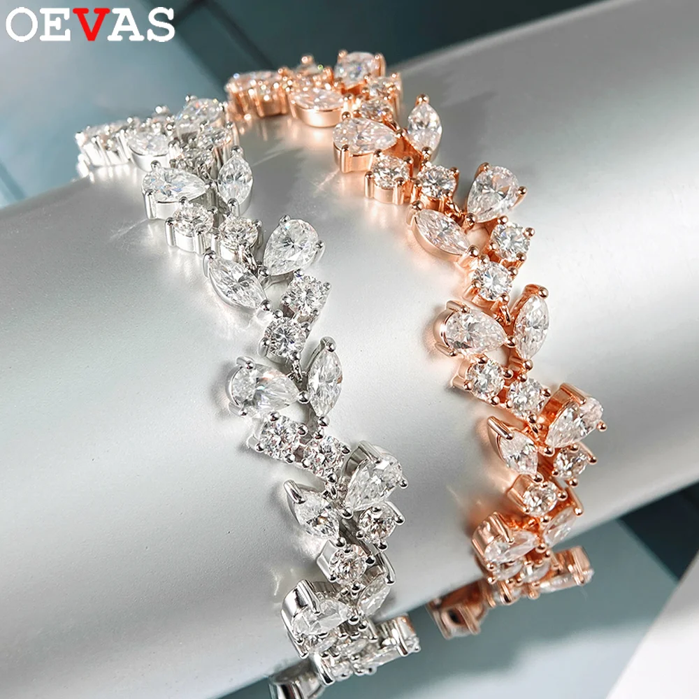 

OEVAS Marquise/Pear Cut Full Moissanite Bracelet For Woman S925 Silver 18K Gold D Color Lab Diamond Bracelet Fine Jewelry