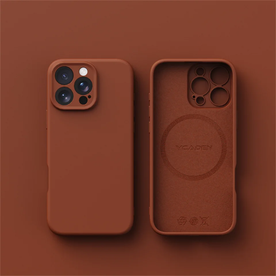 Funda de silicona líquida de lujo para Magsafe para iPhone 17 Air 16 Plus 15 14 13 12 Pro Max 17Pro carga inalámbrica cubierta suave 4