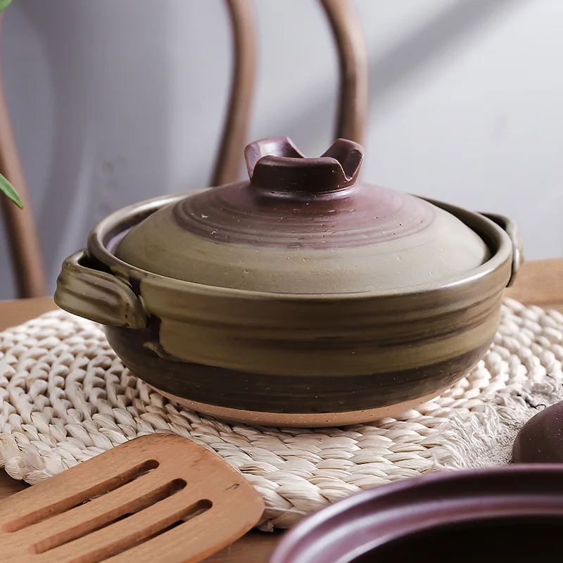 Ceramic Sand Pot Japanese Stew Pot  Soup Pot Hand Colored Cooking Casserole Stockpot Dish Pan Cookware Stock Pot