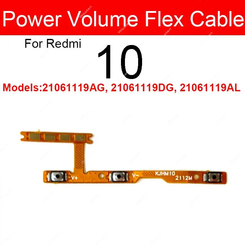 Volume Power Side Button Flex Cable For Xiaomi Redmi 12 12C 9 9A 9C 9i 9T 10 10X 4G 5G On/Off Power Volume Flex Ribbon Parts