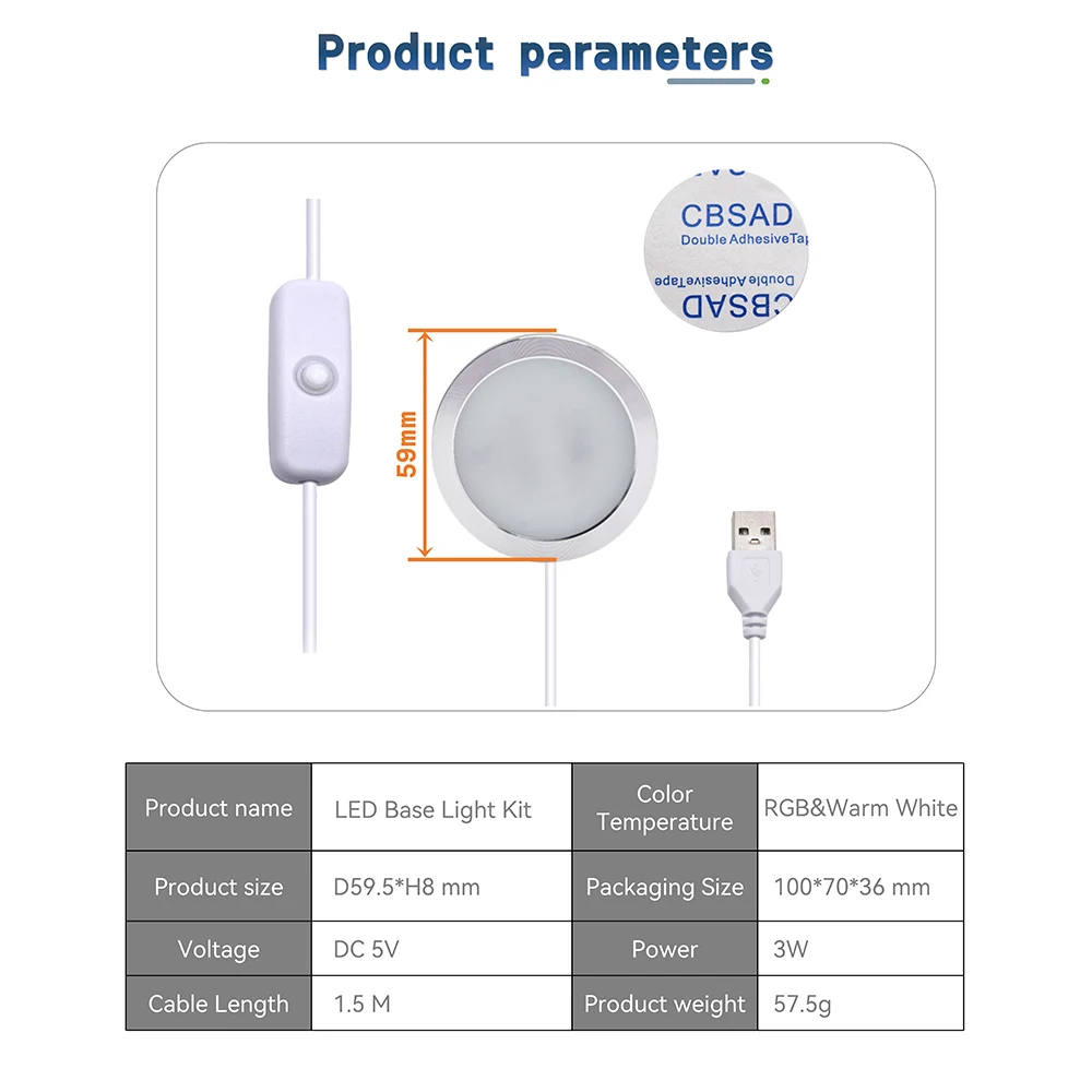 Bambulabsx1x1c LED طقم مصابيح دافئ أبيض تيار مستمر 5 فولت 3 واط للطابعة Bam-bulab ثلاثية الأبعاد ملحقات Bamboolab أجزاء طابعة ثلاثية الأبعاد