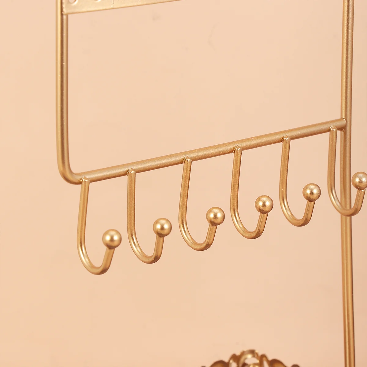 

1pc Vintage Earring Display Holder Jewelry Rack Organizer Stand Metal Tray For Table Bedside Closet Wall Golden Iron Tangle-Free