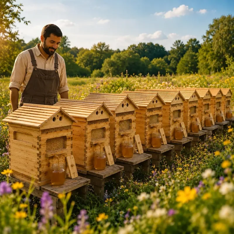 Self-Flowing Beehive Starter Kit Wooden Beehive Includes 7 Self-Flowing Honey Frames Features Observation Windows and Honey