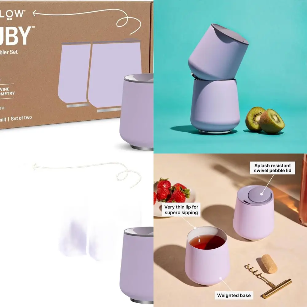 

Set of 2 Insulated Stainless Steel Wine Tumblers with Ceramic Lining and Swivel Lid, 12 oz, Peri Twinkle