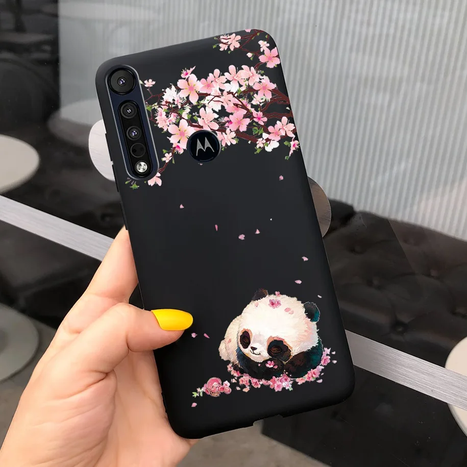 For Motorola One Macro Case Fashion Black Silicone Lattice Cartoon Soft Cover For Moto One Macro 2019 Shockproof Bumper TPU Capa