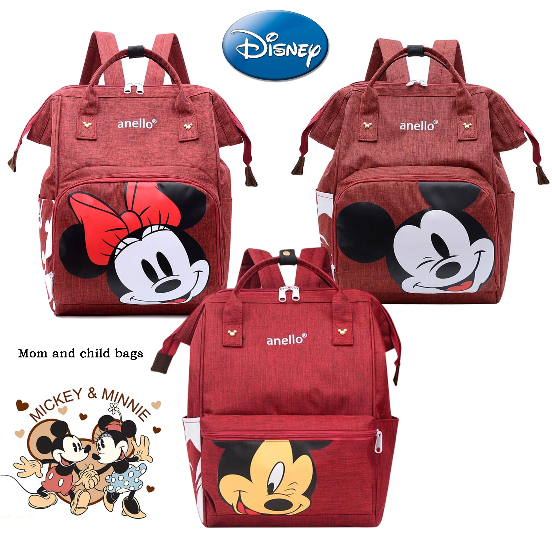 Anime Figure Disney Mickey Mouse Kids Bacpack Cartoon Mummy Bag Minnie Pattern Travel Couple bag Children\'s School Bags Gifts