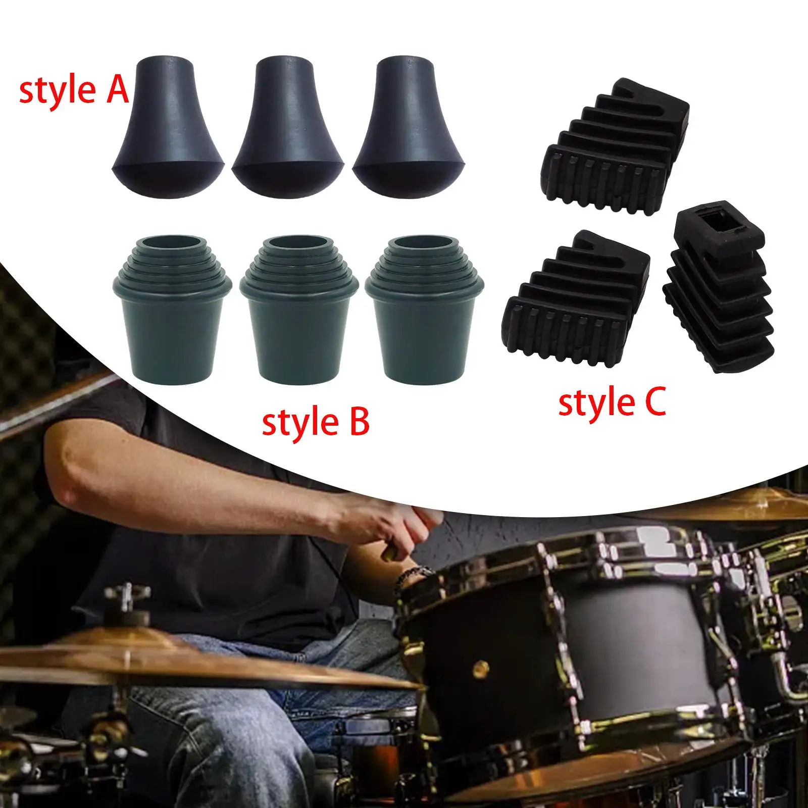 3x Non Slip Drum Feet Bracket Feet Durable Drum Feet Slipcover Threaded Feet Drum Feet Hardware Musical Instrument Accessories