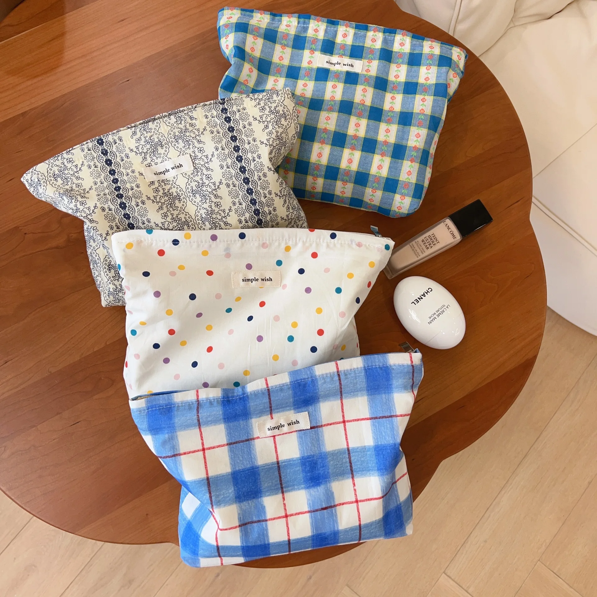 Women's Nice Cosmetic Bag Women's Clutch Bag Plaid Polka Dot Floral Combination Makeup Bag Organizer Bag Make Up Organizer Bag