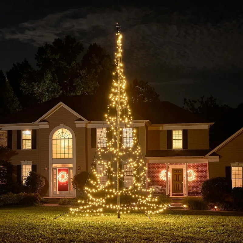 Flagpole LED Christmas Tree - Outdoor Christmas Decorations