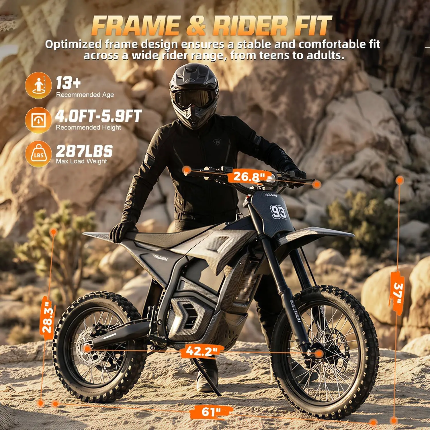 Motocicleta eléctrica todoterreno VALTINSU EM5 48V 3840W, bicicleta eléctrica todoterreno con un potente torque de 200N.m y neumáticos gruesos de 14"/12", bicicleta eléctrica de alto rendimiento para adultos.