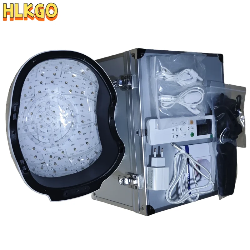 

Лазерная шапка для роста волос для мужчин и женщин при облысении, лечение 6750 мВт, 90 лазеров, 210 светодиодов, стимуляция роста волос, перезаряжаемая через Type-C