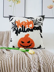 1 pz, fodera per cuscino da tiro con ricamo zucca di Halloween, per decorazioni per la casa, feste, vari tipi di stanze